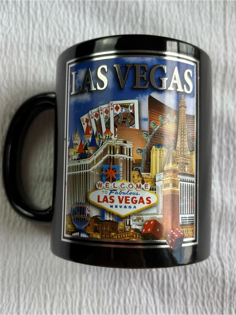 Las Vegas Nevada Casino Themed Black Coffee Mug Cup Ceramic